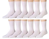 Yacht & Smith Mens or Womens Solid Color Cotton Diabetic Dress Crew Socks, Value Pack (White - 12 Pairs, 10-13)