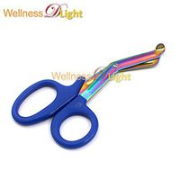 WDL Blue Handle Rainbow Blade Tactical Shears EMT Scissors 7.5''