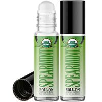 Organic Spearmint Roll On Essential Oil Rollerball (2 Pack - USDA Certified Organic) Pre-diluted with Glass Roller Ball for Aromatherapy, Kids, Children, Adults Topical Skin Application - 10ml Bottle