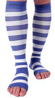 Doc Miller Open Toe Compression Socks 1 Pair 15-20 mmHg Firm Graduated Support for Circulation Surgery Recovery Varicose Veins POTS (Prp-Wht, M)