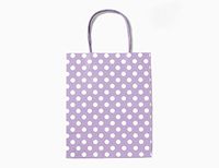 12CT Medium Lavender Polka DOT Biodegradable, Food Safe Ink & Paper, Premium Quality Paper (Sturdy & Thicker), Kraft Bag with Colored Sturdy Handle (Medium, P.Lavender)