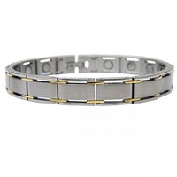 Magnetic Therapy Bracelet Square Link Silver and Gold