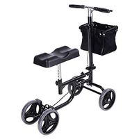MYJZY Knee Walker,Steerable Scooter with Double Brake System Medical Mobility Rolling Walking Aids Kneeling Quad Roller Cart for Broken Leg, Foot, Ankle Injuries,Black
