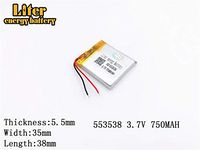 3.7V 750mAh 553538 Lithium Polymer Ion Rechargeable Battery Lithium Polymer Li-Po Battery for MP4 GPS MP3 Bluetooth Stereo DIY Gift