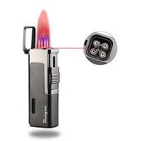 Torch Lighter Cigar Lighter,Butane Lighter,4 Jet Flame Lighters,Windproof Refillable Gas Fluid Lighter with Cigar Punch Cutter,Multipurpose for Grill BBQ Camping&Pocket Size Giftbox (Gas Not Included)