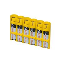 Storacell by Powerpax SlimLine AAA Battery Caddy, Yellow, Holds 6 Batteries