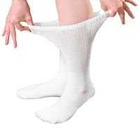 Diabetic Crew Socks – Breathable Cotton Socks – Loose Fitting Comfortable Sock – Non Binding Top Design – Improve Foot Circulation – Painful Swollen Feet Relief (White (6 Pair), 9 to 11)