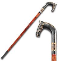 New! Men Fashionable Walking Eucalyptus Wood Cane 8 Styles Brown and Black Elephant Horse Derby Knob Curved Opera Styles Great Gift for a Loved One (Brown Horse Head)