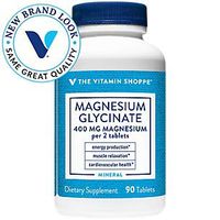 The Vitamin Shoppe Magnesium Glycinate 400MG, Supports Energy Production, Muscle Relaxation and Heart Health (90 Tablets)