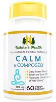 Calm & Composed, Passiflora with Valerian Root, Daily Stress Supplement, Relax and Unwind, Good Night's Sleep, 1000 MG Per Serving, 60 Veggie Capsules, Nature’s Health