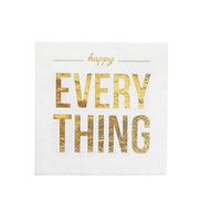 Pack of 20 Happy Everything Cocktail Napkins White/Gold 5" x 5"
