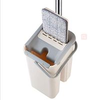 Flat Mop and Buckets Set,Stainless Steel Pole Andwith Bucket, Wash and Dry Mopping System and 2 360°Refill Pads