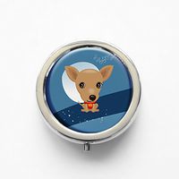 RhyNSky Animal Chihuahua Dog Mini Portable Pocket Pill Box Case Holder for Purse, 3 Compartments, Silvery, FS124