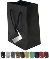 Novel Box® Black Matte Laminated Euro Tote Paper Gift Bag Bundle 4.75"X3.25"X6.75" (10 Count) + NB Cleaning Cloth
