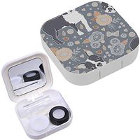 Portable Contact Lens Case Box Travel Kit Mirror + Bottle + Tweezers Container Holder [ Boston Terrier Beautiful Flowers ]