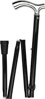 Chrome Plated Slim Line Fritz Walking Cane with Folding, Adjustable Black Aluminum Shaft