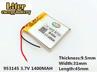 3.7V 1400mAh 953145 Lithium Polymer Ion Rechargeable Battery Lithium Polymer Li-Po Battery for MP4 GPS MP3 Bluetooth Stereo DIY Gift