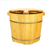 Foot Soaking Tub,Mini Double Ear Barrel,Cover and Keep Warm Solid Wood Foot Basin, Natural Wood Foot Bucket