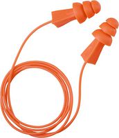 TASCO Tri-Grip 9010 Pre-Molded Reusable Earplugs, Corded in Bags, Orange, Spherically Curved Flange NRR 27, Pack of 3