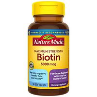 Nature Made Biotin Softgel, 5000 Mcg, 50 Count (Packaging May Vary)