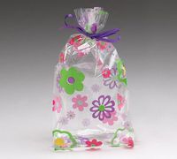 Small Daisies Flower Groove 7x2x3" Cello Cellophane Party Treat Food Snack Bags (75 ct)