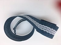 Celebrate IT- Ribbon - Lace on Denim - white 2.5 in x 3yd
