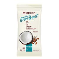 Protein & Superfruit Bars by thinkThin - On The Go, 10g Protein, 10g Fiber, Contains Omega 3 & Antioxidant, Gluten Free, GMO Free - Coconut Almond Chia (9 Bars) - Package May Vary