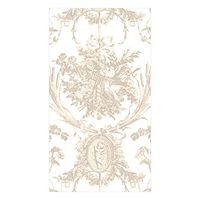 Caspari Romantic Toile Paper Linen Guest Towel Napkins in Natural, Four Packs of 12