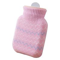 Healifty Hot Water Bottle Bag with Knitted Cover Winter Hand Warmer for Hot and Cold Therapy (Pink)