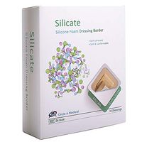Silicate Silicone Foam Dressing with Border Sterlie, 4"x 4" (10 cm x 10 cm), Self Adherent, Soft and Confortable (Box of 10)