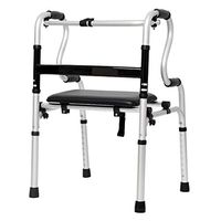 Adjustable Aluminum Alloy Walkers for Elderly，with PU Seat Board Rollator Walker Lightweight Walking Aids
