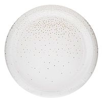 Twigs & Twirls Pink and Gold Dessert Plates, 20 ct. White Plate Pink and Metallic Gold Confetti Detail, Small Paper Plates, Cocktail Plates English Garden Boutique Party Collection