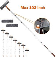 Window Squeegee Cleaner, 2 in 1 Window Cleaning Tool with Extension Pole, 103’’ Telescopic Window Shower Squeegees with Bendable Head, Glass Cleaning Tool for Car Indoor Outdoor High Window