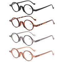 Reading Glasses 4 Pack Spring Hinges Mini Small Round Readers for Men Women (4 Mix, 2.5)