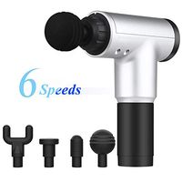6 Speeds Massage Gun, Handheld Deep Tissue Muscle Massager Super Quiet - No Battery Need, Use AC Wired Power Directly, Silver