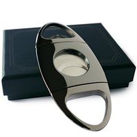 Cigar Cutter - Gun Color Chrome Finish - Self Sharpening Blades - Stainless Steel Guillotine Style - Includes Sturdy Protective Box - Suitable for Travel - Smoking Accessories - Gifts for Dad