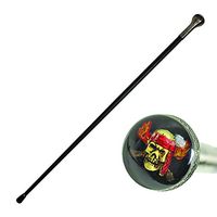 37" Round Glass top Pirate Skull Steel Walking Stick Gentleman's Cane Brand New