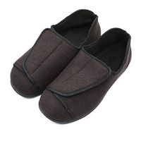 MediFeet Mens Extra Wide Width Diabetic Slippers Edema Shoes with Adjustable Closures for Swollen Feet Elderly Men Seniors Brown