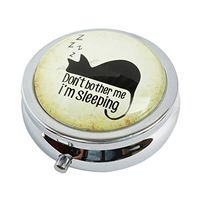 Halulu Cat Sleep Custom Fashion Round Glass Pill Case 2.1 Inch Tablet Holder Storage Bag Wallet