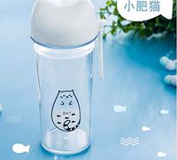 caomei Little Fat cat Cute Water Bottle eco-Friendly Healthy Plastic Water Bottle School Water Bottle 350 ml