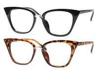 SOOLALA Womens Quality Readers Stylish Oversized Cat Eye Custom Reading Glasses, 2Mix, 1.25x