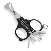 Cigar Cutter Stainless Steel Double Cut Blade Cigar Scissors with Portable Folding Multi-Function(Black)