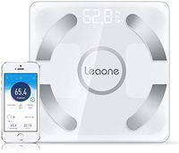 Leaone Bluetooth Body Fat Scale USB Rechargeable Smart Digital Bathroom Weight Scale Body Composition Analyzer with iOS & Android App for Body Weight, Fat, Water, Bmi, Bmr, Muscle Mass (Black), 1 Lb