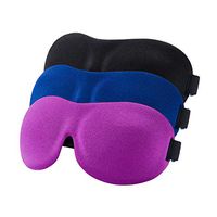YIVIEW Sleep Mask Pack of 3, Lightweight & Comfortable Super Soft Adjustable 3D Contoured Eye Masks for Sleeping, Travel, Shift Work, Naps, Night Blindfold Eyeshade for Men Women, Black/Blue/Purple