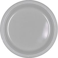Round Plastic Plates | 20ct (10.25 inch, Silver Sparkle)