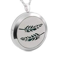 chaomingzhen Essential Oil Necklace Fragrance Aromatherapy Diffuser Refill Pads Feather Photo Locket Pendant 19" Chain
