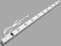 3' 9 Outlet Metal Power Strip, White