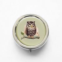 RhyNSky Animal Owl Mini Portable Pocket Pill Box Case Holder for Purse, 3 Compartments, Silvery, FS203
