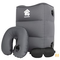 Travel foot rest pillow - Inflatable foot rest for air travel set - travel footrest for airplane, inflatable travel pillow for airplanes, airplane travel accessories, eye mask for travellers & kids