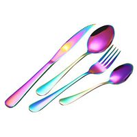 Fabal 4PCS Set Stainless Steel Upscale Dinnerware Flatware Cutlery Fork Spoon Teaspoon (Multicolour)